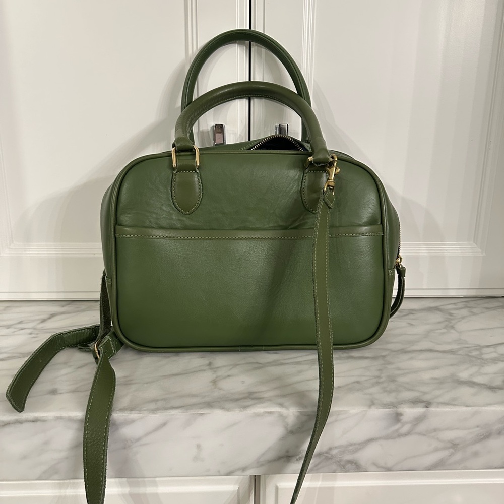 Clare V Vintage Green Structured Leather Handbag
